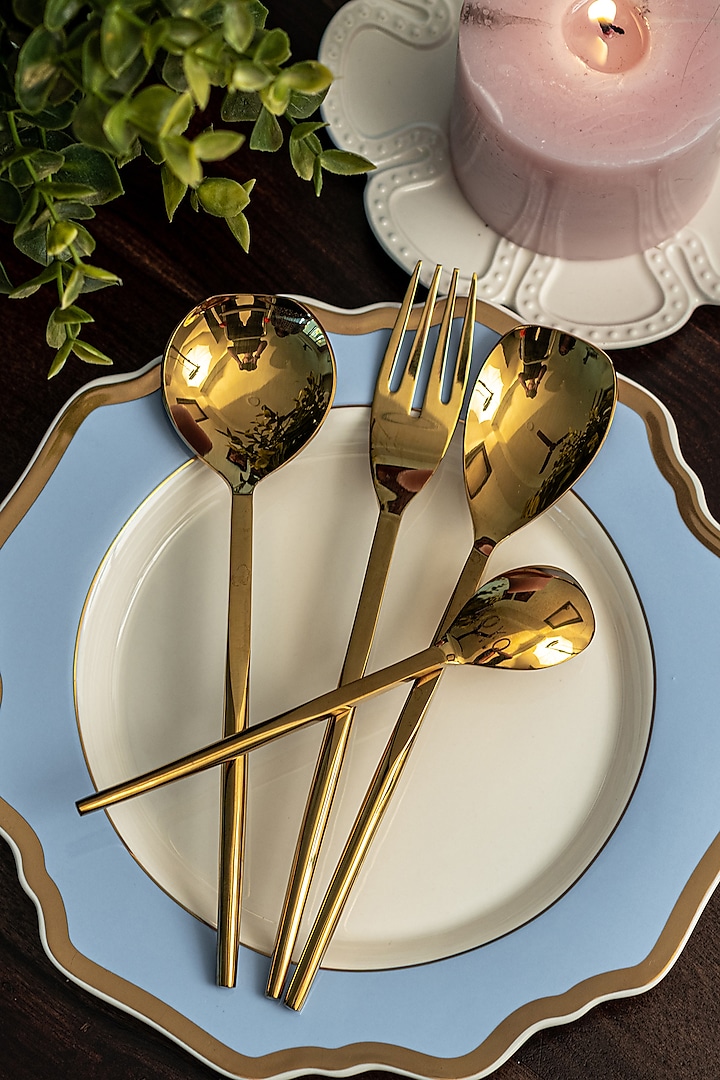 Gold Stainless Steel Cutlery Set by Koyo Studios 