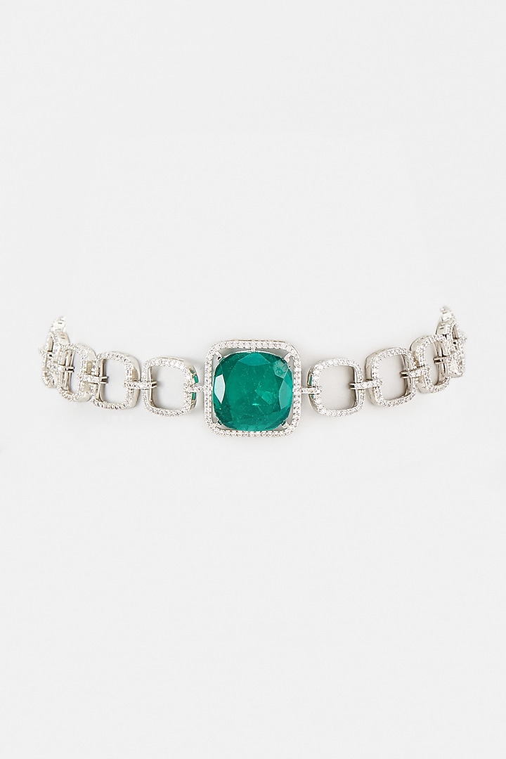 Black Rhodium Finish Emerald Necklace Set by Kohar By Kanika at Pernia's Pop Up Shop