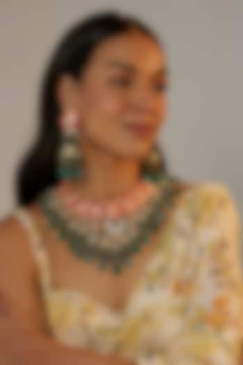 Gold Finish Kundan Polki Meenakari Necklace by Kohar By Kanika at Pernia's Pop Up Shop