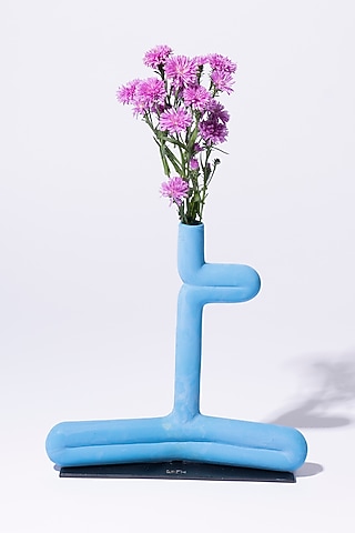 Blue Ceramic Padmasana Vase by KEPH Design Studio