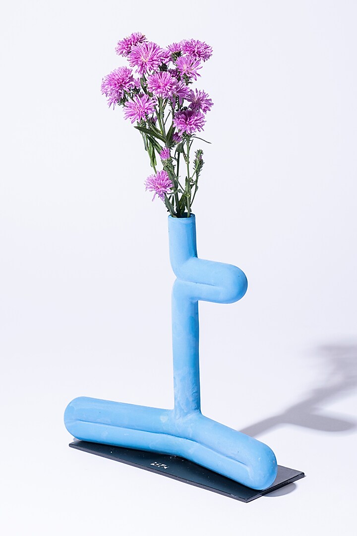 Blue Ceramic Padmasana Vase by KEPH Design Studio at Pernia's Pop Up Shop