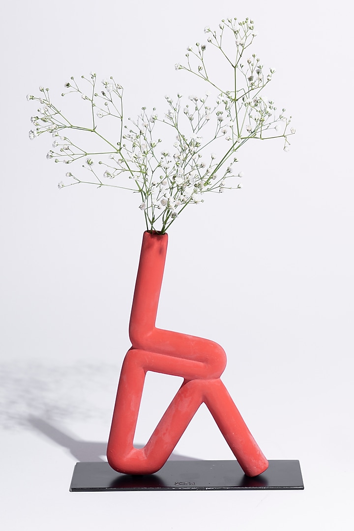 Red Ceramic Trikonasana Vase by KEPH Design Studio at Pernia's Pop Up Shop