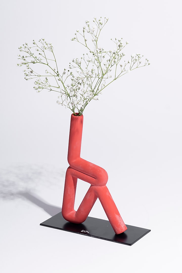 Red Ceramic Trikonasana Vase by KEPH Design Studio at Pernia's Pop Up Shop