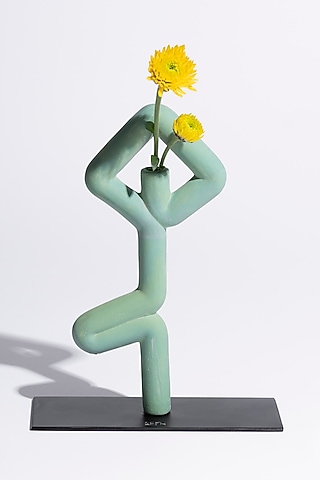 Green Ceramic Vrikshasana Vase by KEPH Design Studio