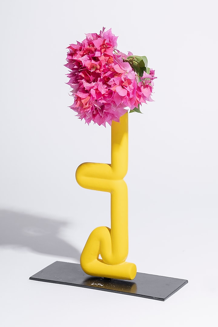Yellow Ceramic Sirsasana Vase by KEPH Design Studio at Pernia's Pop Up Shop