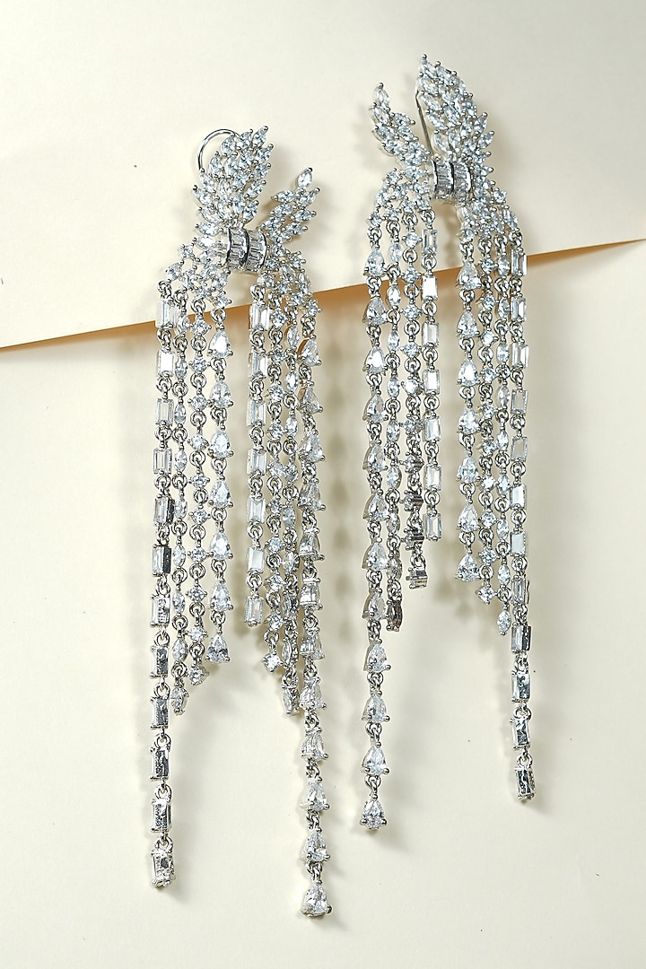 Gold Finish Zircon Dangler Earrings by KRAFTSMITHS at Pernia's Pop Up Shop