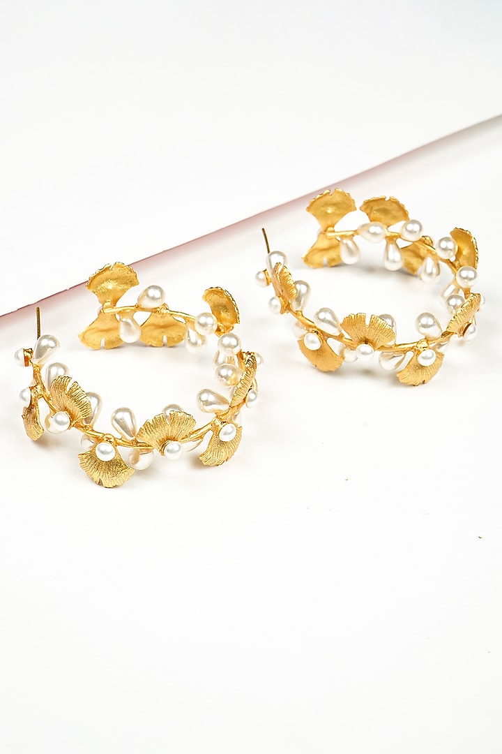Gold Finish Zircon Hoop Earrings by KRAFTSMITHS at Pernia's Pop Up Shop