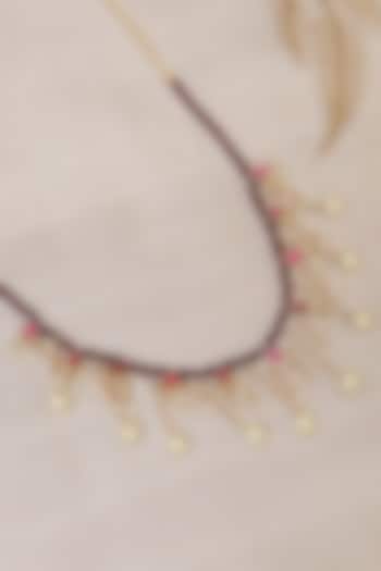 Gold Finish Ruby & Pearl Drop Choker Necklace by KRAFTSMITHS at Pernia's Pop Up Shop