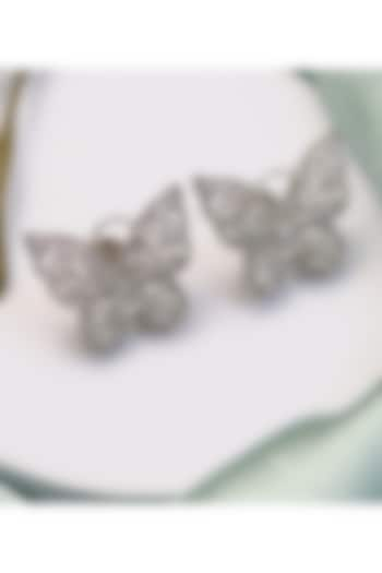 Silver Finish American Diamond Butterfly Stud Earrings by KRAFTSMITHS at Pernia's Pop Up Shop