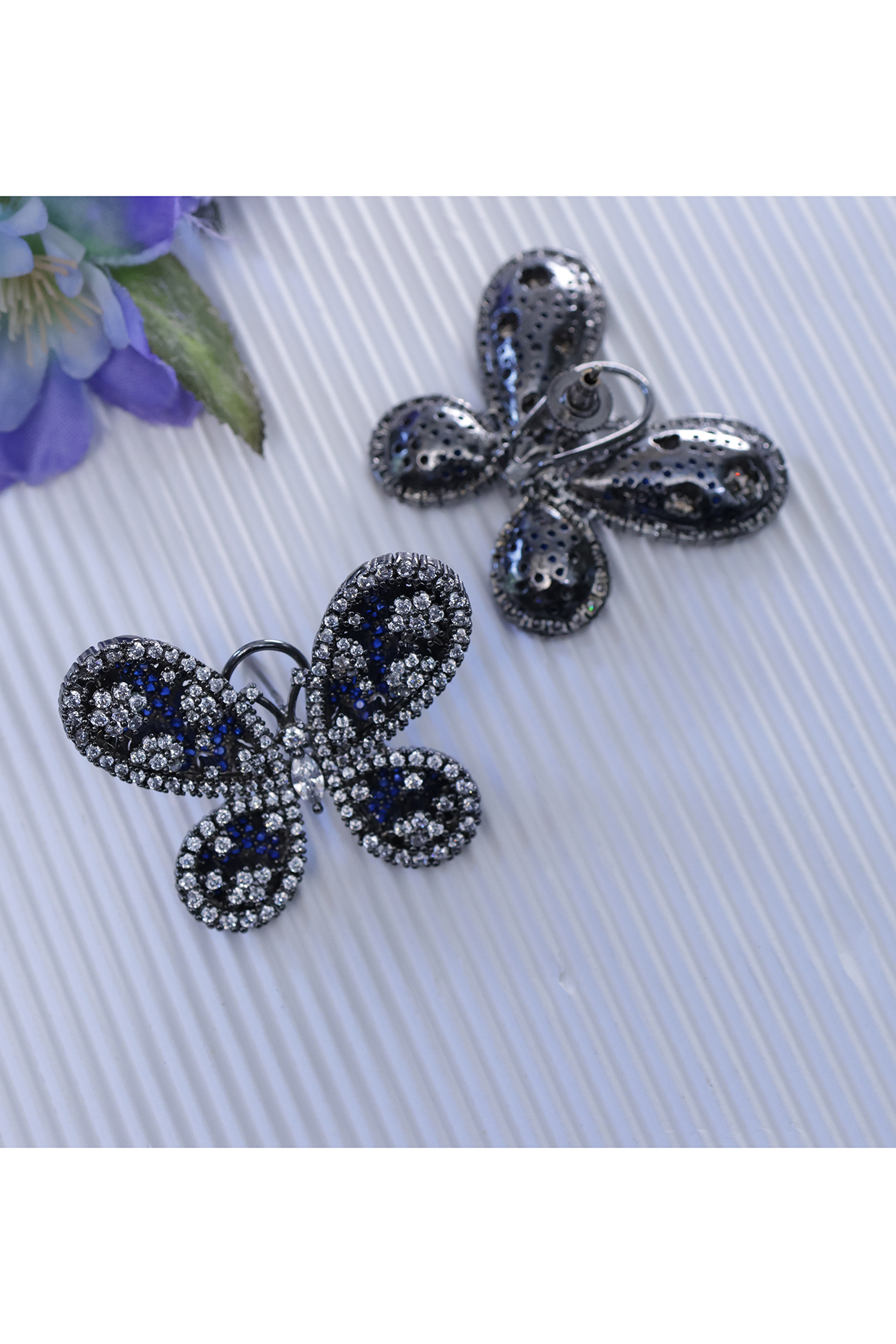 Silver Finish Handcrafted Butterfly Stud Earrings by KRAFTSMITHS at Pernia's Pop Up Shop