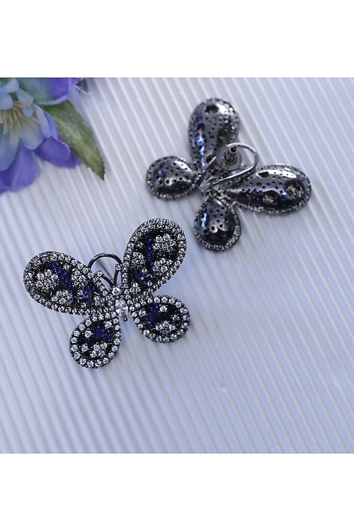 Silver Finish Handcrafted Butterfly Stud Earrings by KRAFTSMITHS at Pernia's Pop Up Shop