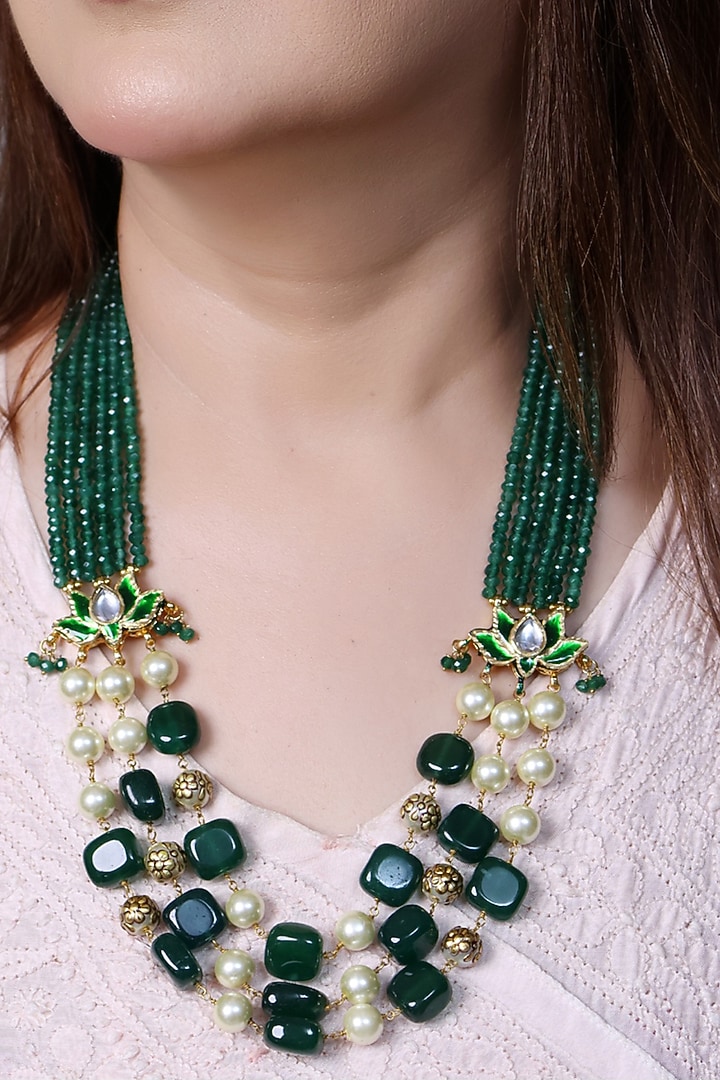 Green Stone Handcrafted Necklace by KRAFTSMITHS at Pernia's Pop Up Shop