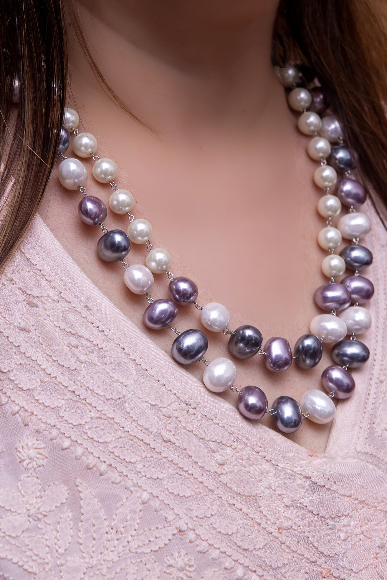 Pastel Pearl Handcrafted Layered Necklace by KRAFTSMITHS at Pernia's Pop Up Shop