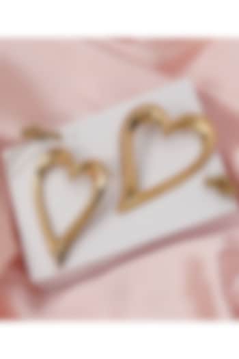 Gold Finish Handcrafted Heart Shaped Earrings by KRAFTSMITHS at Pernia's Pop Up Shop