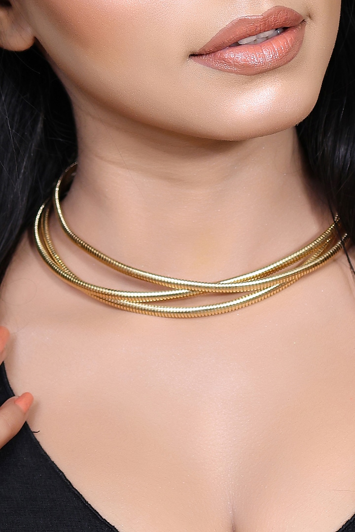 Gold Finish Handcrafted Necklace by KRAFTSMITHS at Pernia's Pop Up Shop