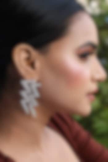 Silver Finish Blingy Thunder Handcrafted Earrings by KRAFTSMITHS at Pernia's Pop Up Shop