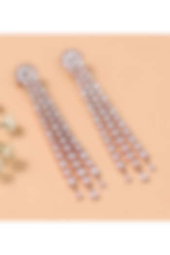 Rose Gold Finish Cubic Zirconia Dangler Earrings by KRAFTSMITHS at Pernia's Pop Up Shop