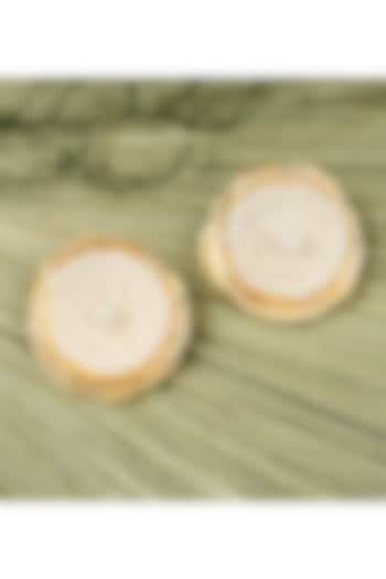 Gold Finish Pearl Handcrafted Stud Earrings by KRAFTSMITHS at Pernia's Pop Up Shop