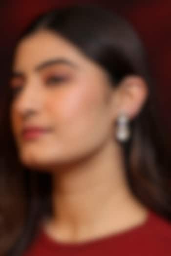 Gold Finish Kundan Polki Handcrafted Layered Earrings by KRAFTSMITHS at Pernia's Pop Up Shop