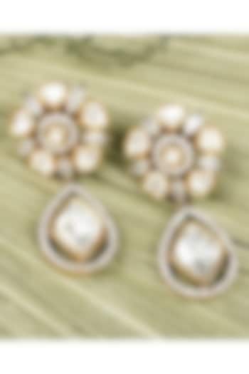 Gold Finish Kundan Polki Earrings by KRAFTSMITHS at Pernia's Pop Up Shop