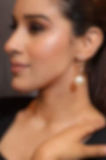 Gold Finish Pearl Drop Heart-Shaped Earrings by KRAFTSMITHS at Pernia's Pop Up Shop