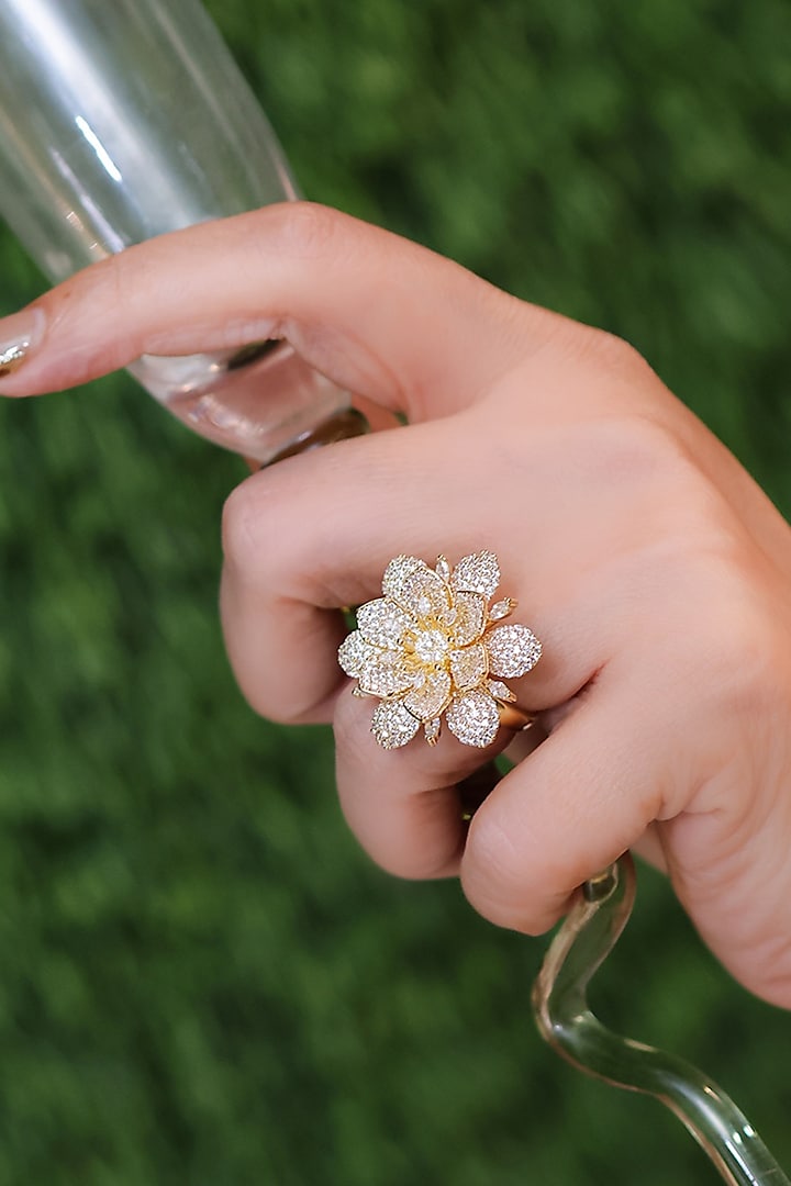 Gold Finish Floral Ring by KRAFTSMITHS at Pernia's Pop Up Shop