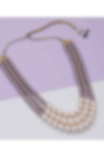 Rose Gold Finish Pearl Handcrafted Layered Necklace by KRAFTSMITHS at Pernia's Pop Up Shop