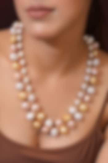 Gold Finish Pearl Handcrafted Necklace by KRAFTSMITHS at Pernia's Pop Up Shop
