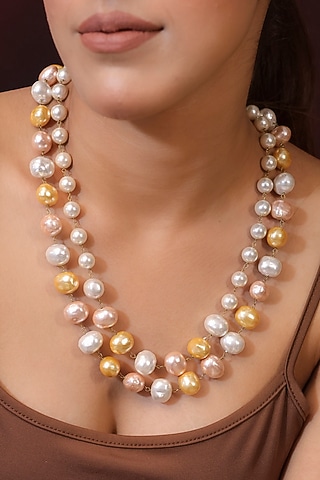 Gold Finish Pearl Handcrafted Necklace by KRAFTSMITHS