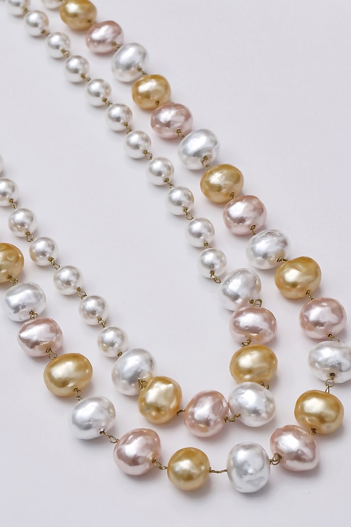 Gold Finish Pearl Handcrafted Necklace by KRAFTSMITHS at Pernia's Pop Up Shop