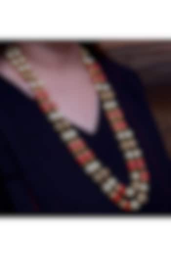 Red & Gold Beaded Necklace by KRAFTSMITHS at Pernia's Pop Up Shop