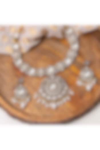 Gold-Victorian Finish Kundan Polki Necklace Set by KRAFTSMITHS