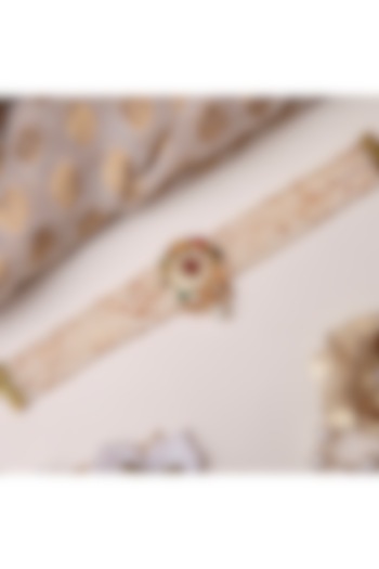 Gold Finish Multi-Colored Stone & Pearl Choker Necklace by KRAFTSMITHS at Pernia's Pop Up Shop