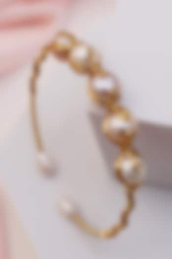 Gold Finish Pearl Handcrafted Adjustable Bracelet by KRAFTSMITHS at Pernia's Pop Up Shop