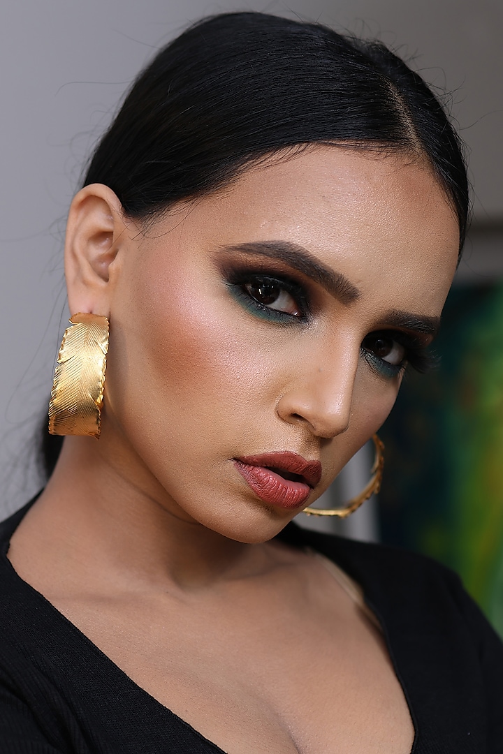 Gold Finish Handcrafted Hoop Earrings by KRAFTSMITHS at Pernia's Pop Up Shop