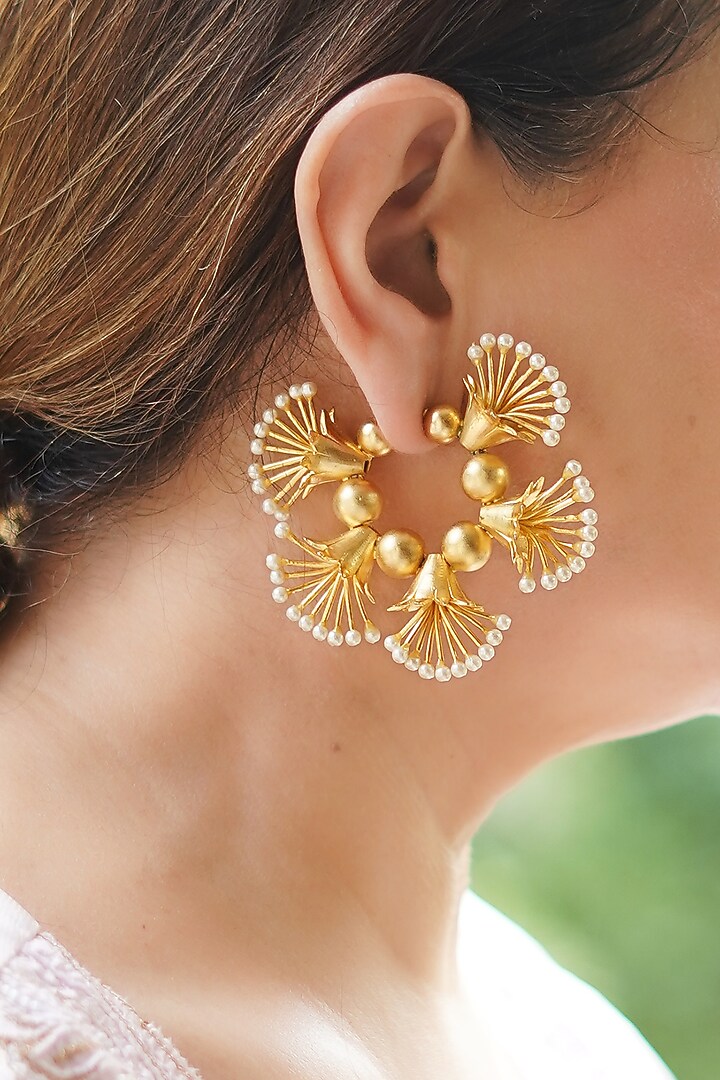 Gold Finish Handmade Hoop Earrings by KRAFTSMITHS at Pernia's Pop Up Shop