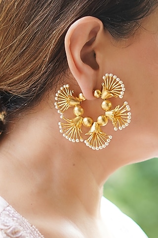 Gold Finish Handmade Hoop Earrings by KRAFTSMITHS