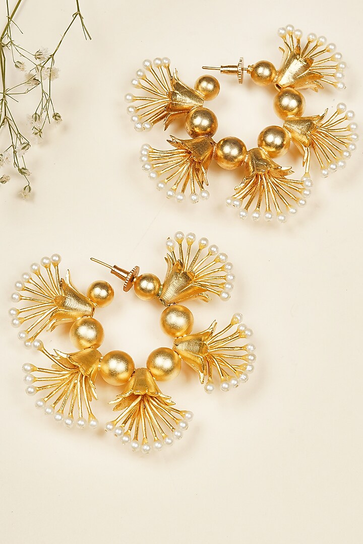 Gold Finish Handmade Hoop Earrings by KRAFTSMITHS at Pernia's Pop Up Shop