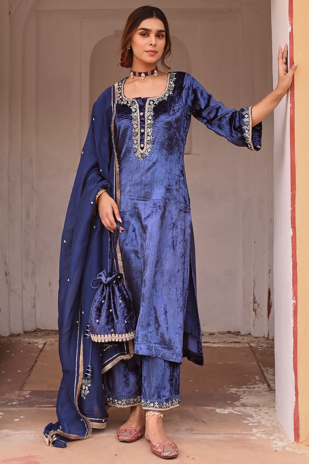 Punjabi Suit - Buy Blue Mirror Work Punjabi Patiala Salwar Suit
