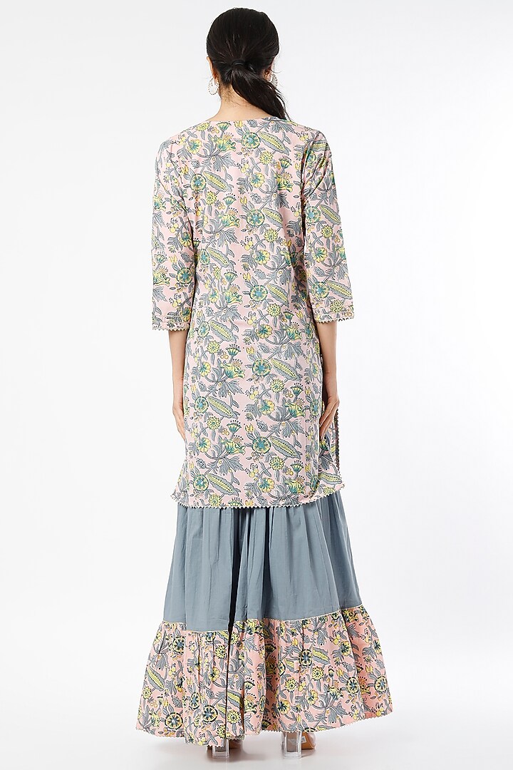 Grey Cotton Sharara Set by Karaj Jaipur at Pernia's Pop Up Shop
