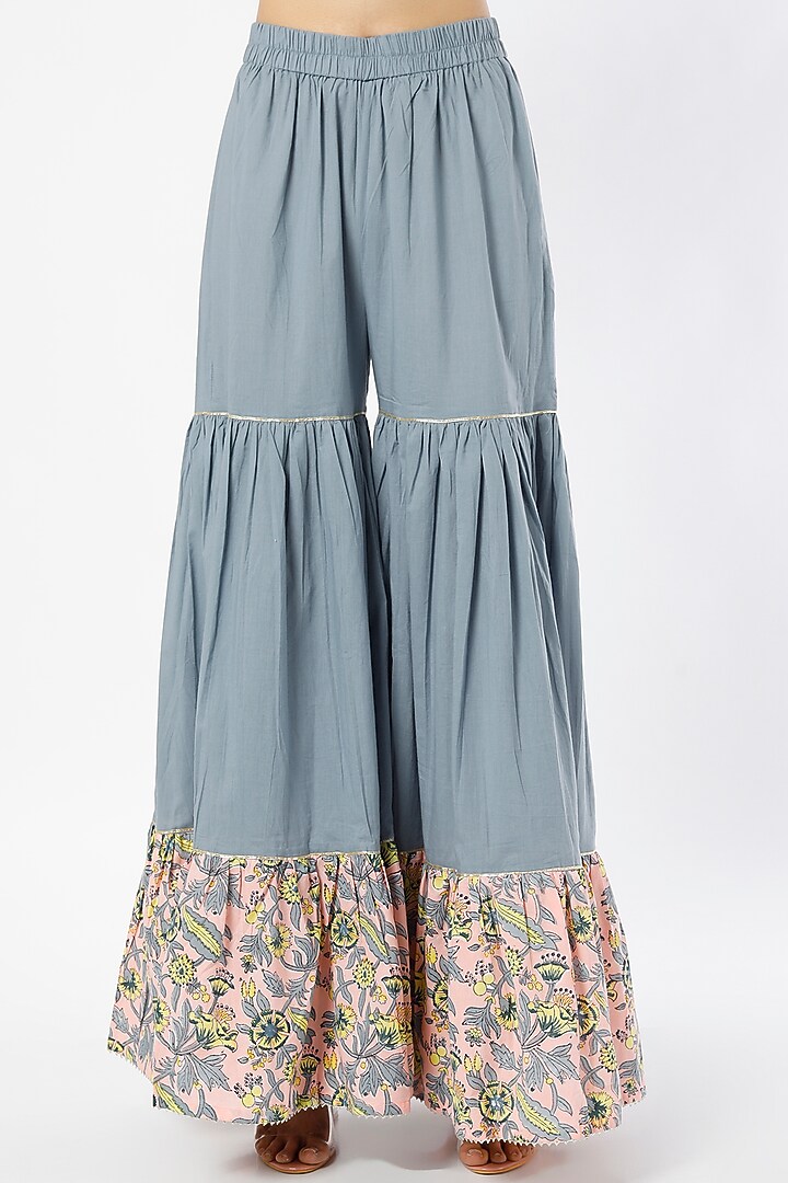 Grey Cotton Sharara Set by Karaj Jaipur at Pernia's Pop Up Shop