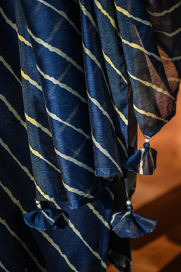 Navy Blue Embroidered & Printed Kurta Set by Karaj Jaipur at Pernia's Pop Up Shop