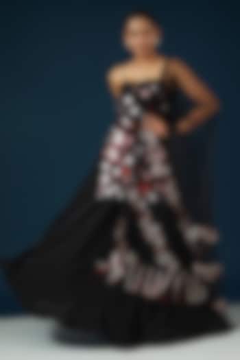 Black Crepe Wedding Sharara Set by KIRAN KALSI at Pernia's Pop Up Shop