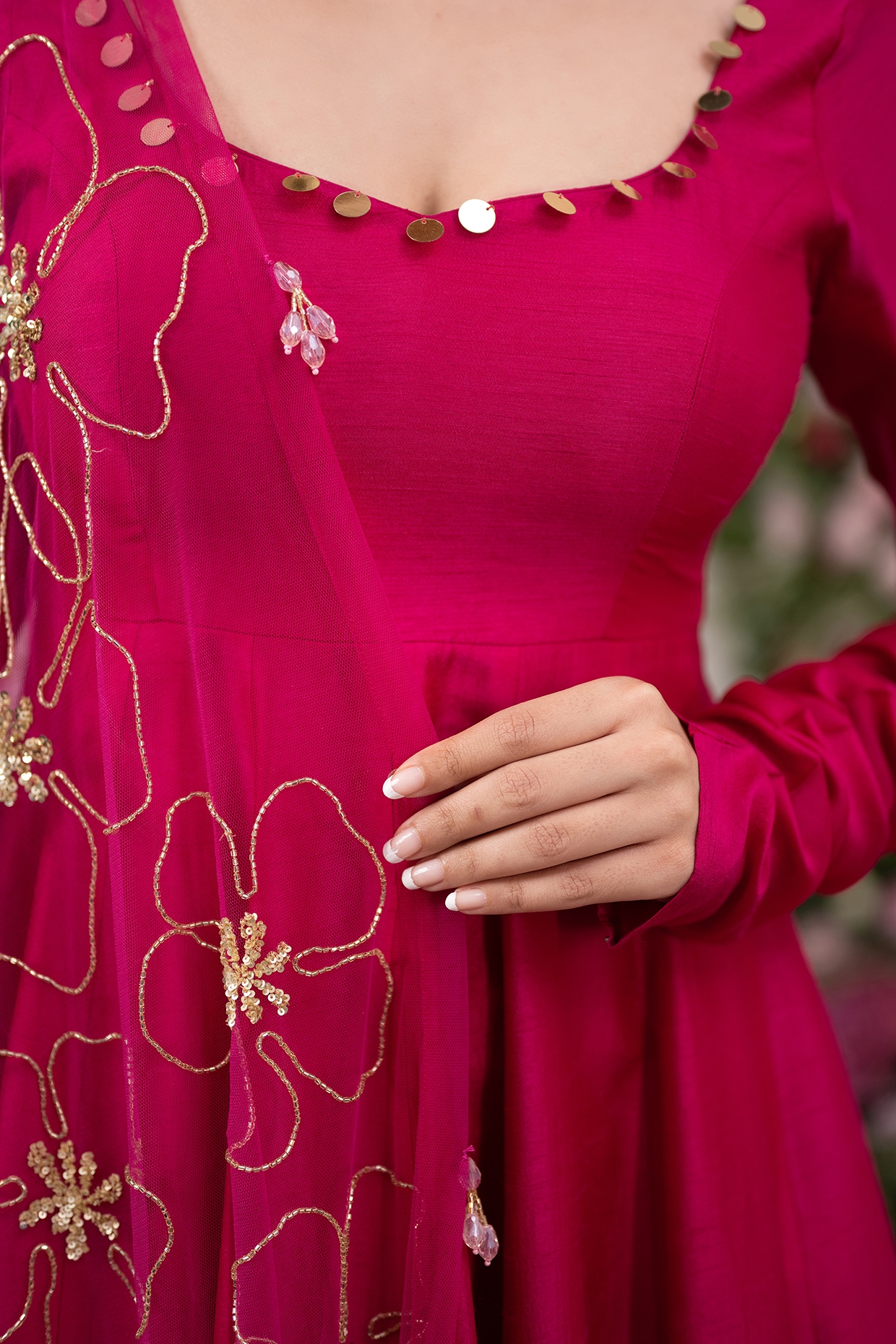 Pink Raw Silk Anarkali Set Design by KIRAN KALSI at Pernia s Pop