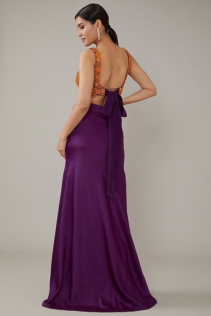 Purple Crepe Fish-Cut Lehenga Set by KIRAN KALSI at Pernia's Pop Up Shop