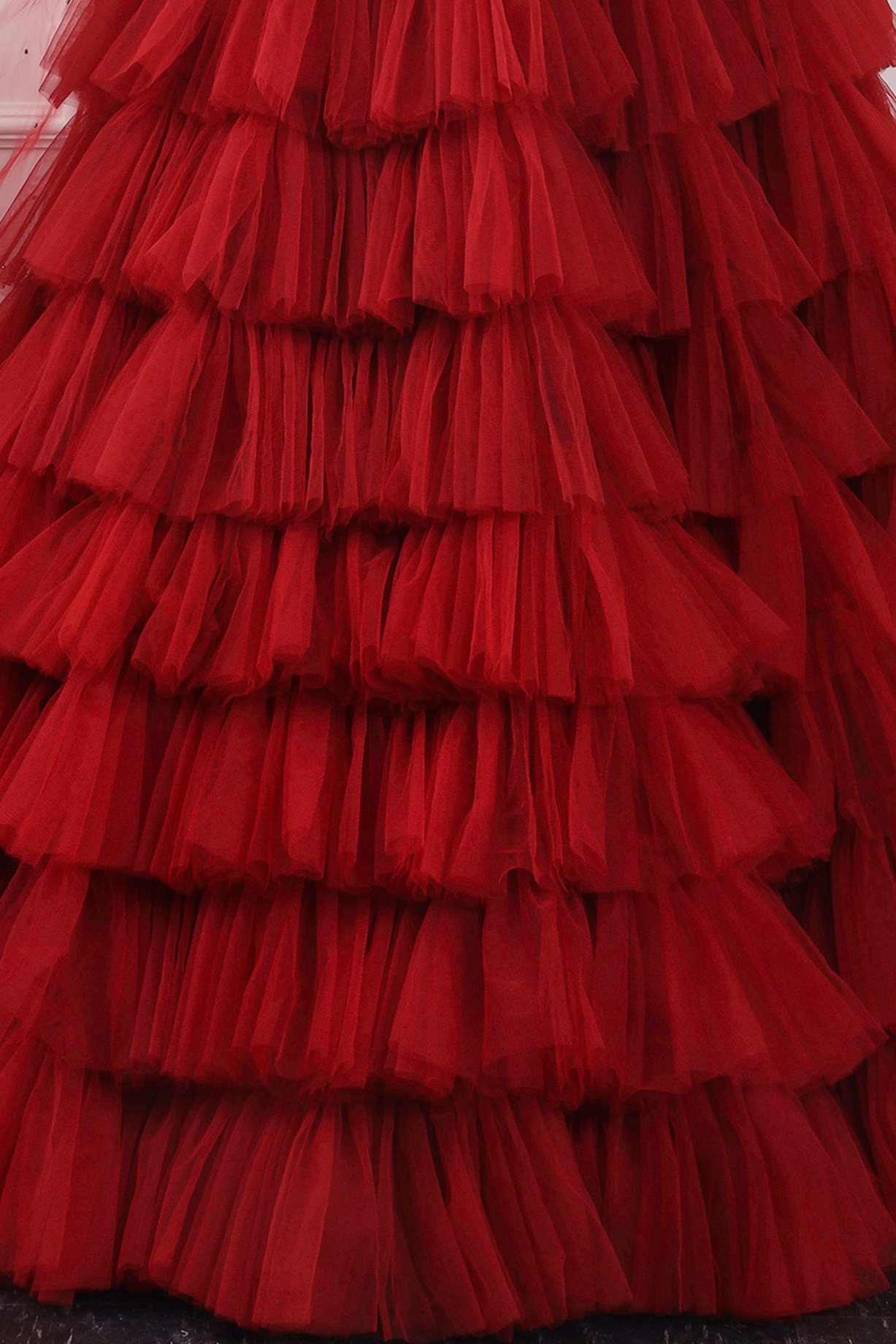 Red Net Ruffled Wedding Lehenga Set by KIRAN KALSI at Pernia's Pop Up ...