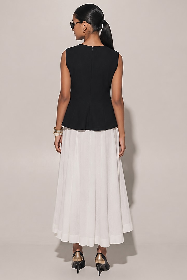 Black & White Blended Linen Co-Ord Set For Girls by Kriti Bapna Kids at Pernia's Pop Up Shop