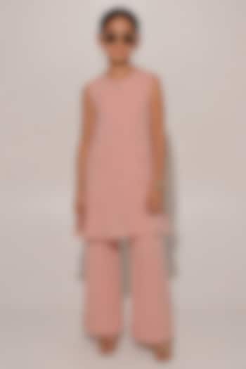 Pink Blended Linen Co-Ord Set For Girls by Kriti Bapna Kids at Pernia's Pop Up Shop