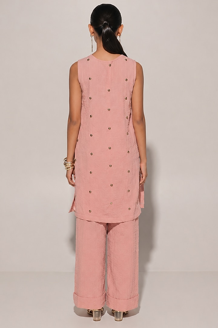 Pink Blended Linen Co-Ord Set For Girls by Kriti Bapna Kids at Pernia's Pop Up Shop