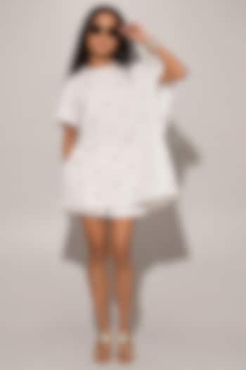 White Blended Linen Co-Ord Set For Girls by Kriti Bapna Kids at Pernia's Pop Up Shop